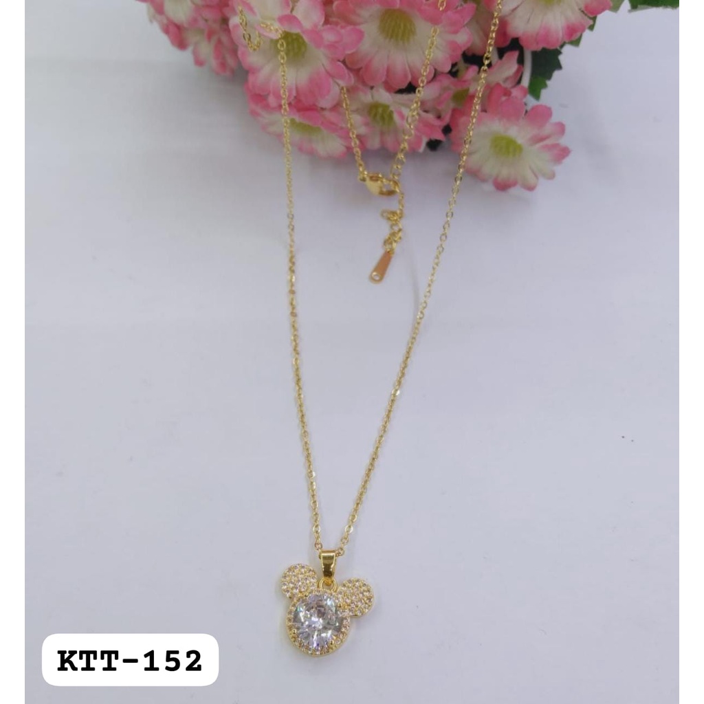 KALUNG TITANIUM RANTAI EMAS GOLD MICKEY PERMATA DIAM / KALUNG PRIA WANITA ANAK DUNIA GELANG