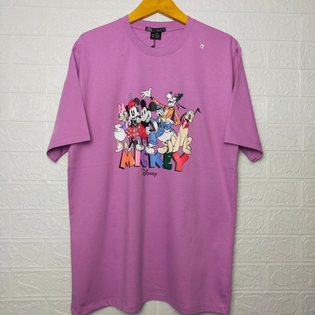 Kaos pria dan wanita Mickey mouse dewasa wanita zara disney baju pria dan wanita cotton combed 24s o