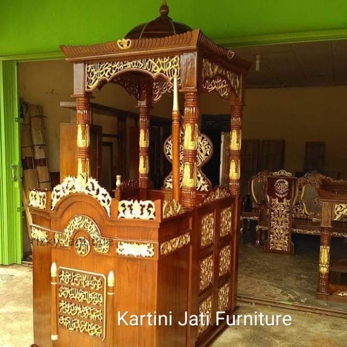 

mimbar masjid kayu jati Jepara berkualitas Termurah cod redy