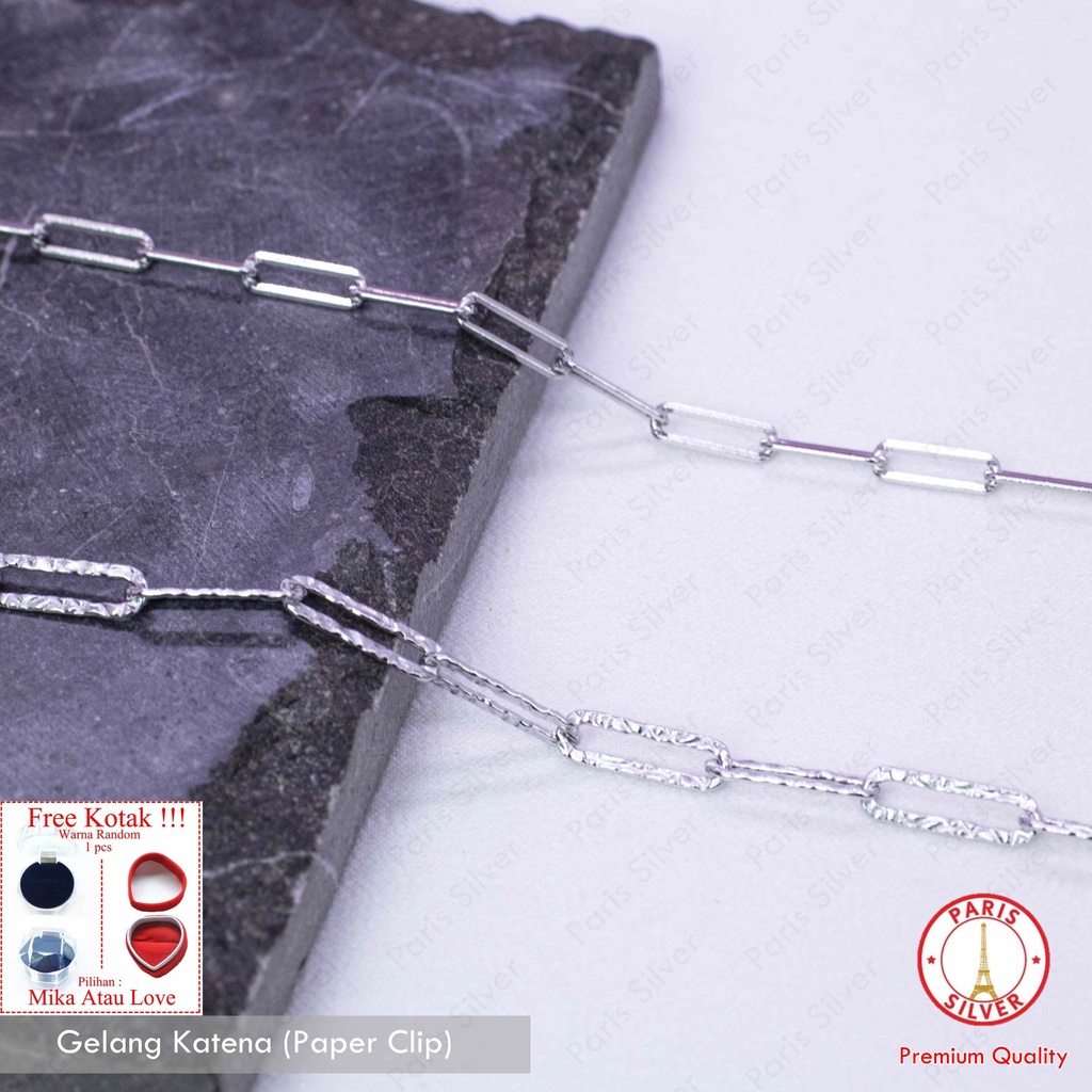 Gelang Perak Asli Silver 925 Lapis Emas Putih Model Catena Paperclip Anti Karat