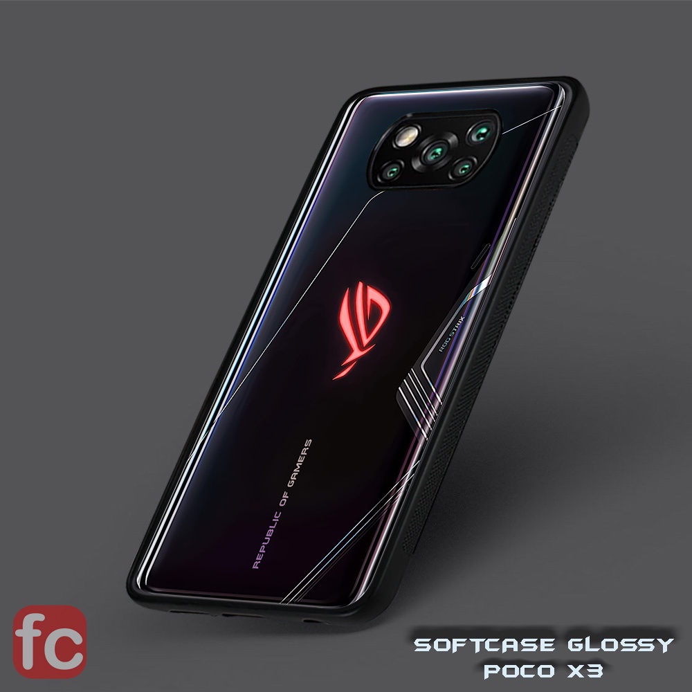 Custom case Glossy Poco X3 Pro Nfc |FR87| Poco x3 Tpu Efek Kaca ROG
