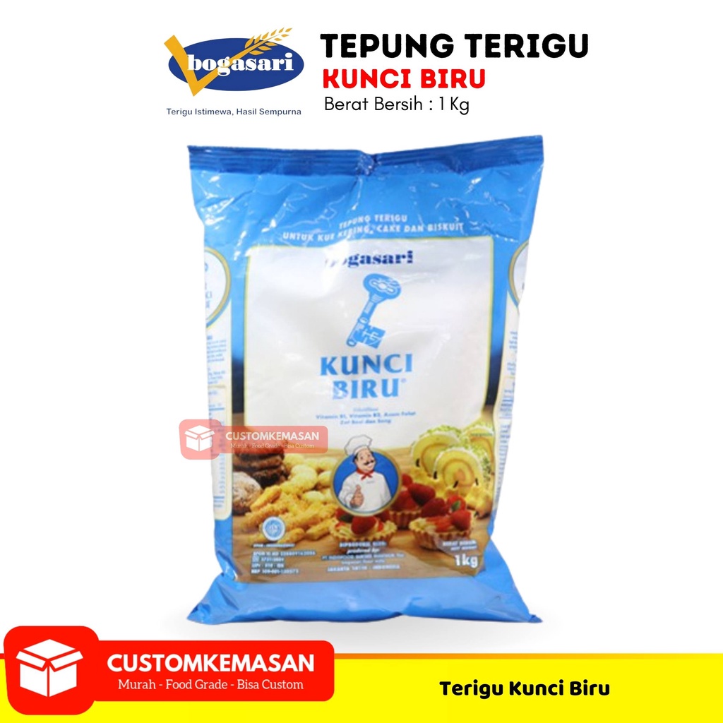 

Bogasari Tepung Terigu Kunci Biru / Tepung Terigu 1 kg / Tepung Terigu Serbaguna / Tepung Bogasari / Terigu Kunci Biru