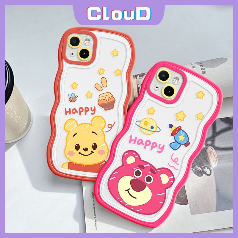 Realme C35 C25 C25Y C33 C30 C20 C12 8 5 7i 6i 9i 8i 5i 10 C11 C25s 7 5s C21Y C15 8Pro 9Pro+9c3 C17 C20A Cute Winnie The Pooh Strawberry Bear Manyo Tpu Soft Wavy Edge Case