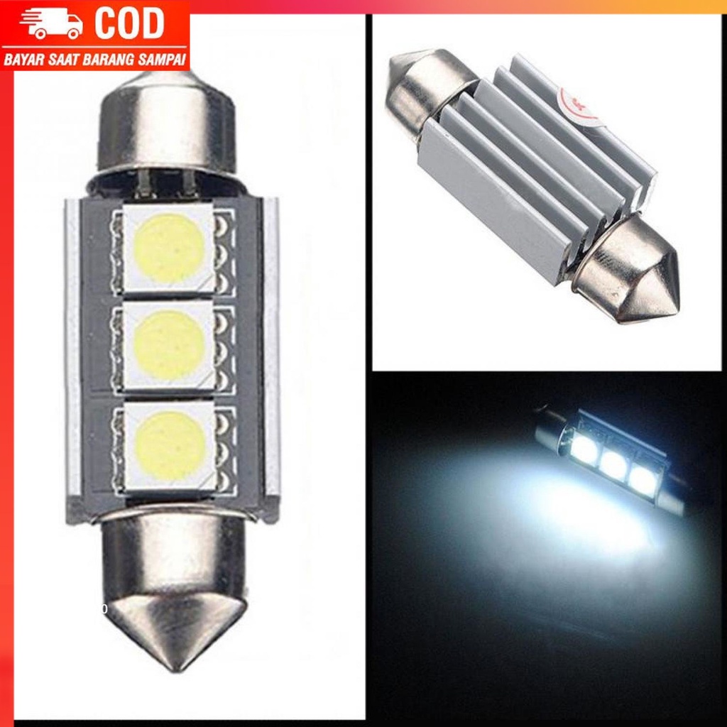 ( 100% BARANG ORI ) LuxStar Lampu Interior Mobil LED C5W DE3423 3 SMD Cool White 12V 2 PCS