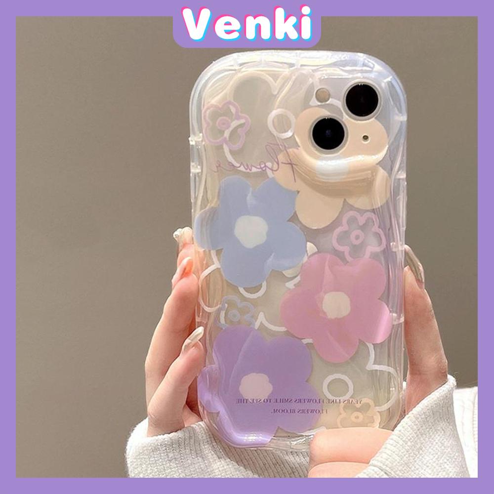 Case iPhone 11 Pro Max TPU Soft Clear Curved Wave Case Colorful Flower Camera Protection Shockproof For iPhone 14 13 12 11 Plus Pro Max 7 Plus X XR