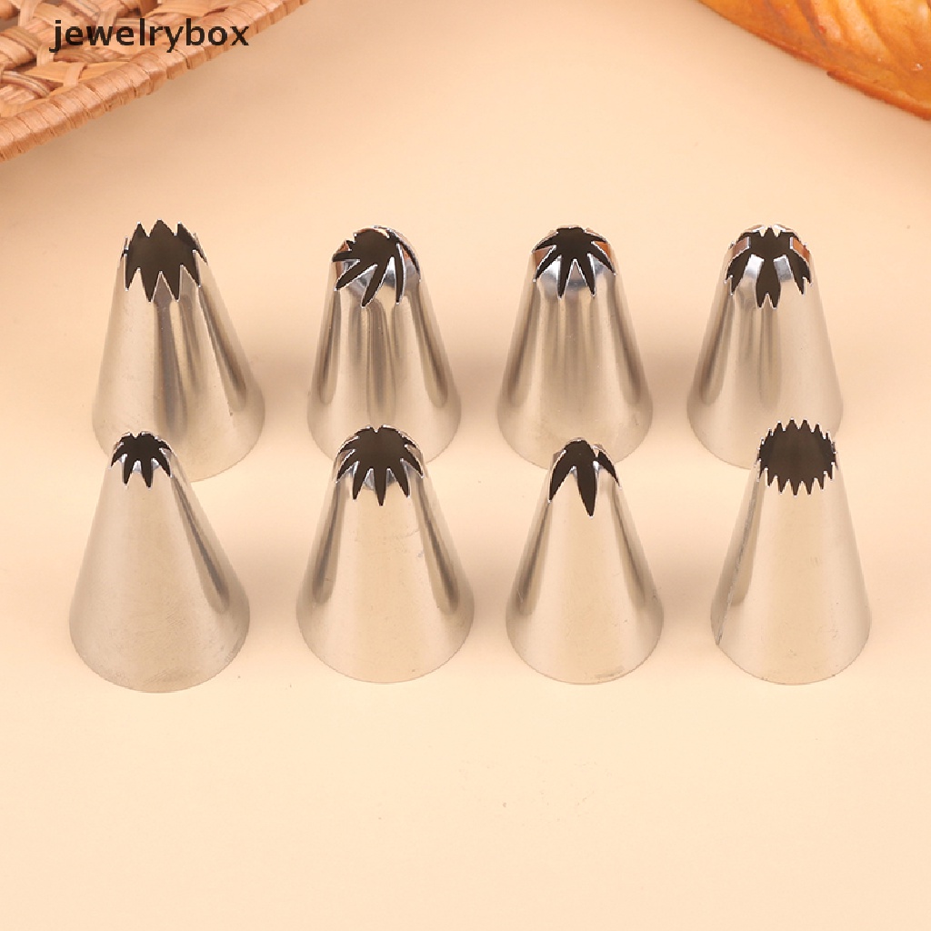 [jewelrybox] 8pcs Icing Piping Nozzle Stainless Steel Pastry Tips Nozzle Alat Kue Dapur Butik