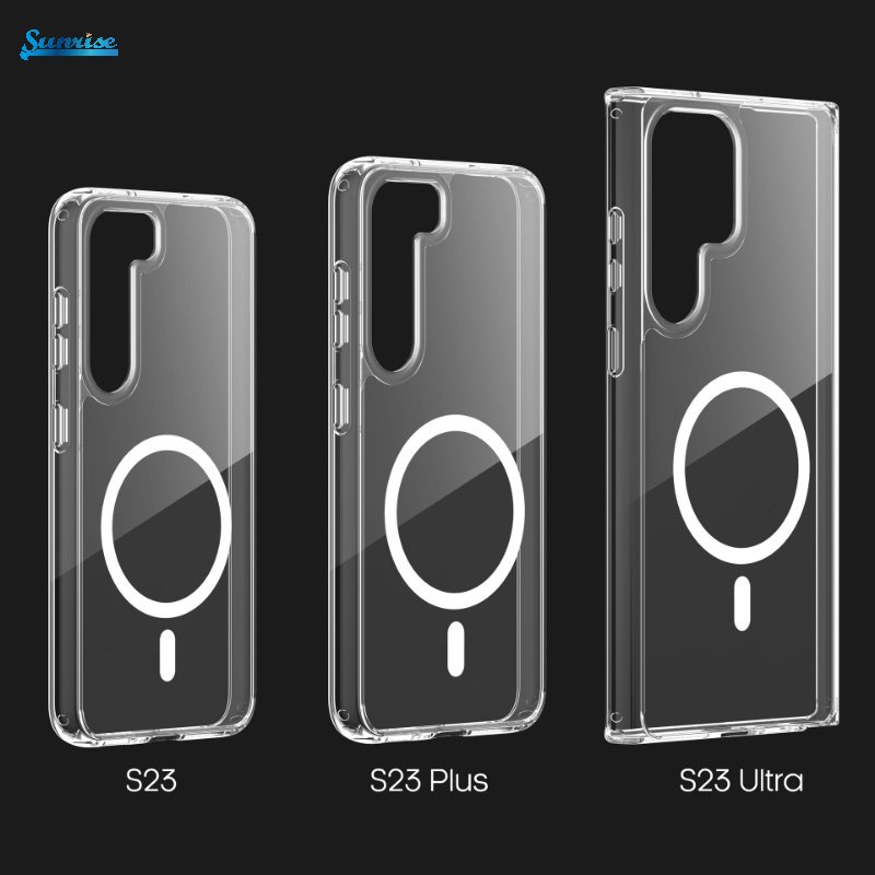 Kualitas Tinggi Magsafe Magnetic Wireless Charging Mobile Phone Case Transparan Menebal Semua-inclusive Tepi Anti-drop TPU+PC Pelindung Untuk Samsung S23 Series