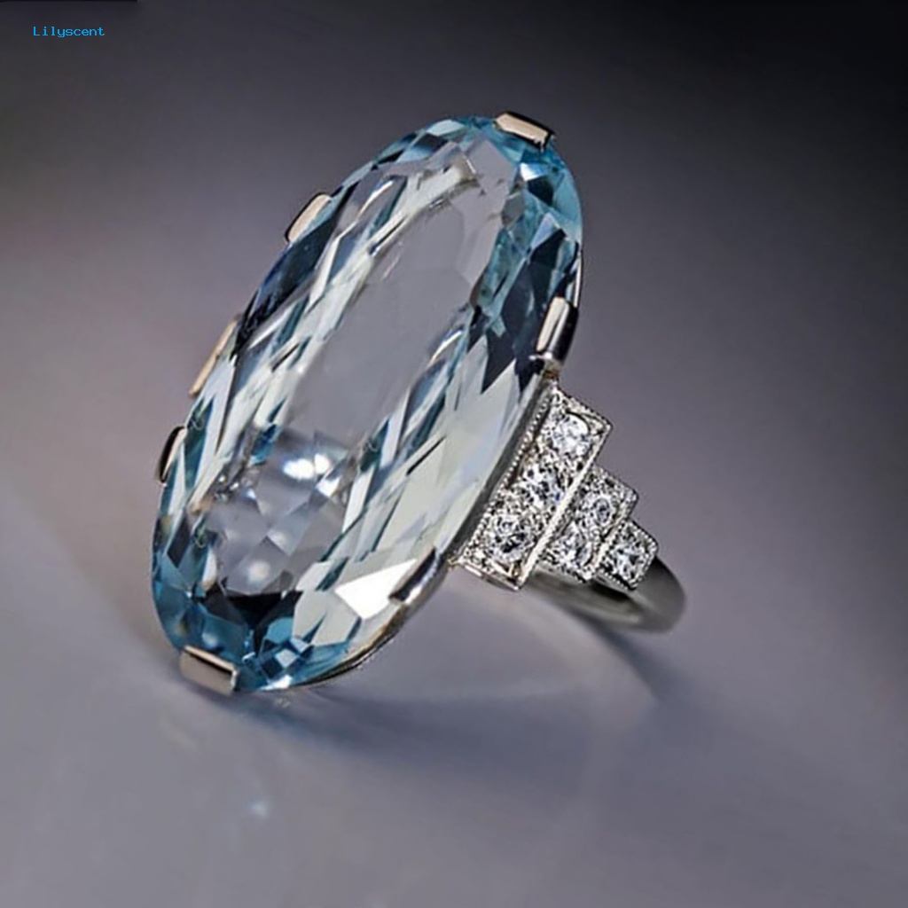 Lilyscent Blue Women Rings Untuk Ulang Tahun Geometris Glossy Kristal Imitasi Ladies Rings Glossy