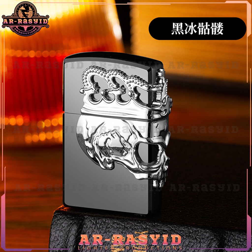 TERBARU! Korek Api Roda Api Gas Crown Skull Tengkorak Lighter XF-1913-1 BISA COD!