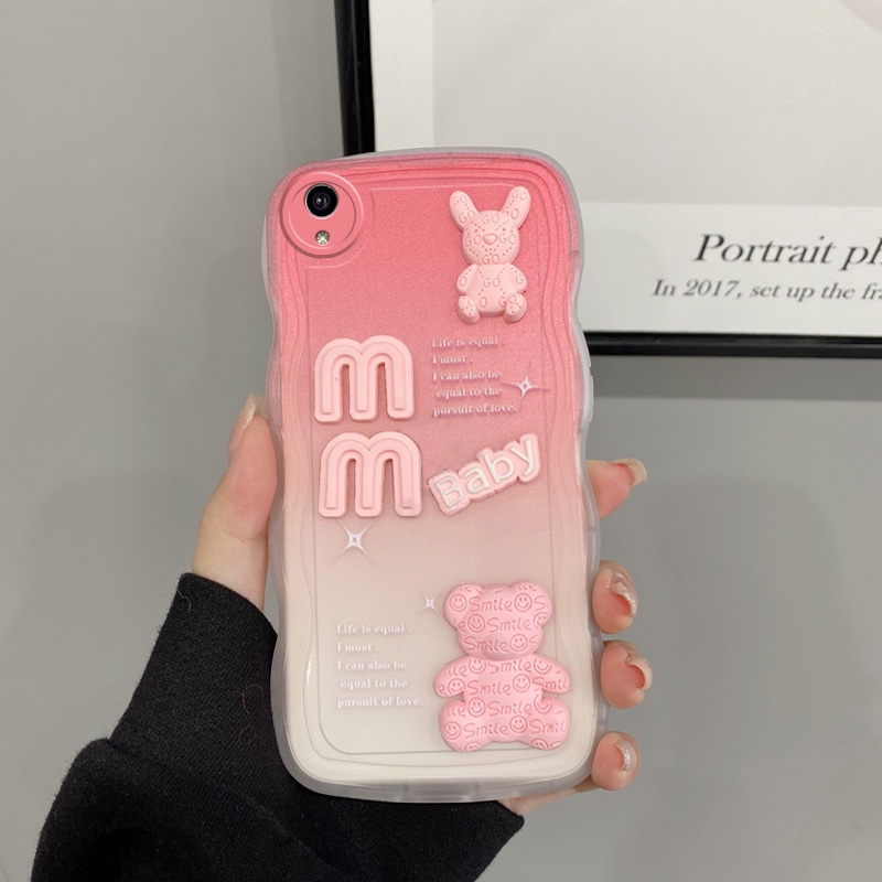 Andyh Casing Ponsel Untuk Vivo Y1S Y91C Phone Case 3D Alphabet Bear Pelindung Kamera Pelindung Penutup Belakang Couple Case