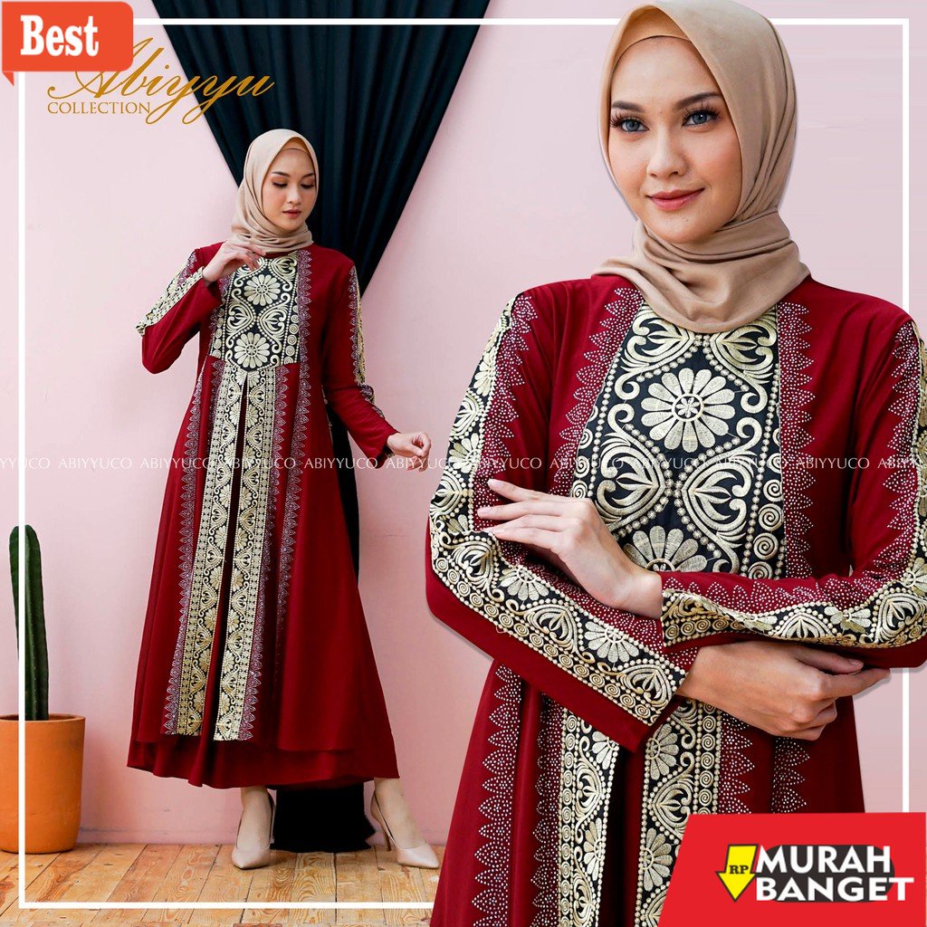 Gaya ala timur tengah di hari raya- Abiyyuco GL1015 | Abaya Turkey Hitam dan Warna | Abaya Jumbo | S