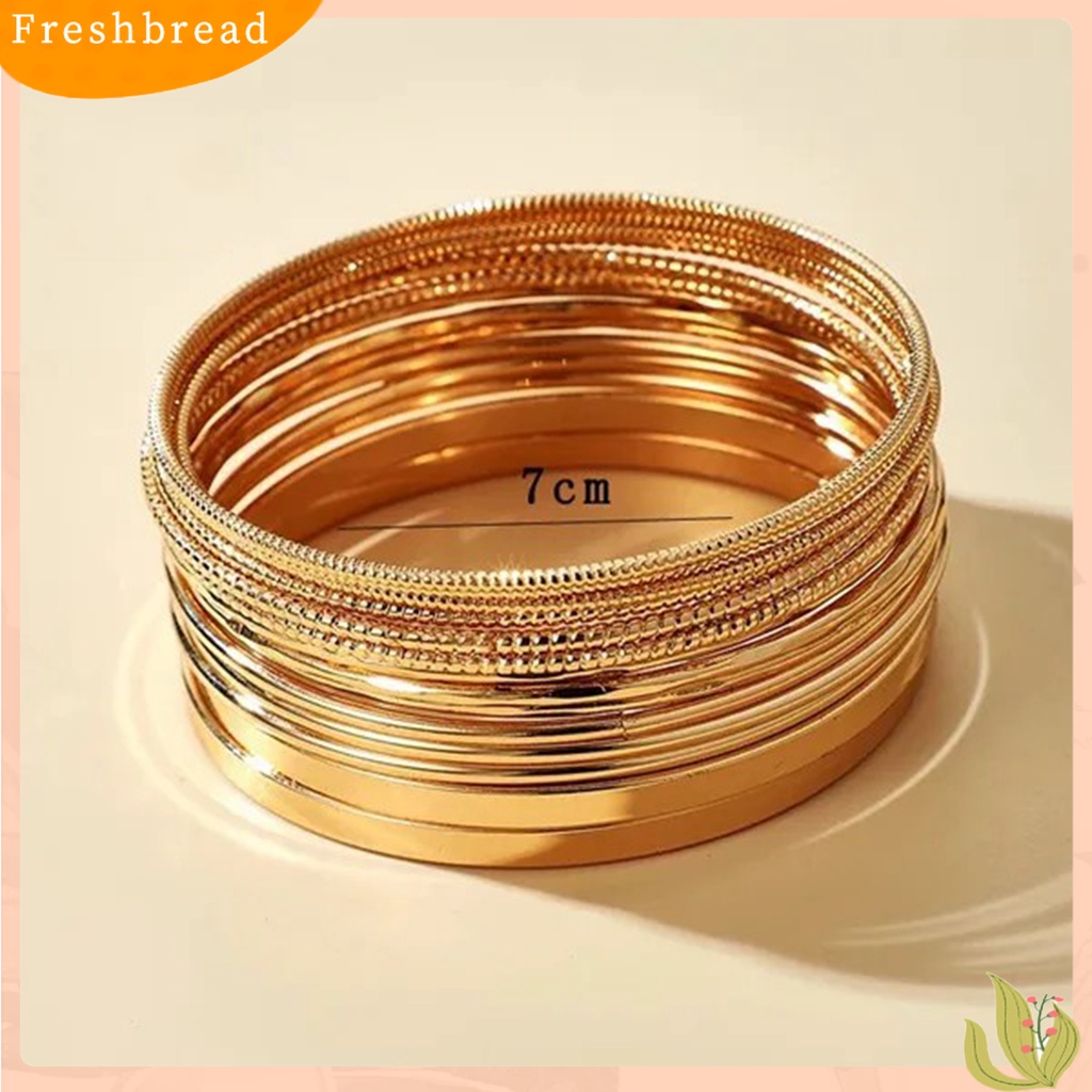 &lt; Freshbread &gt; 14Pcs/Set Wanita Gelang Punk Bohemian Berlebihan Halus Lebar Hias Warna Emas Ladies Cuff Bangles Pesona Perhiasan Pakaian Sehari-Hari