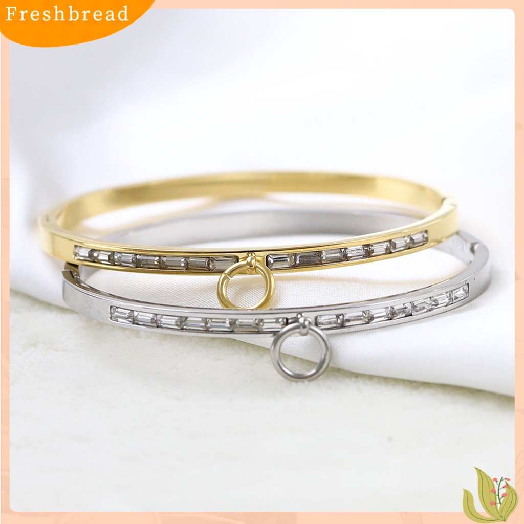 &lt; Freshbread &gt; Wanita Gelang Trendi Semua Pertandingan Anti Karat Minimalis Tahan Aus Pakaian Harian Memakai Warna Solid Baja Titanium Fashion Gelang Aksesori Pakaian