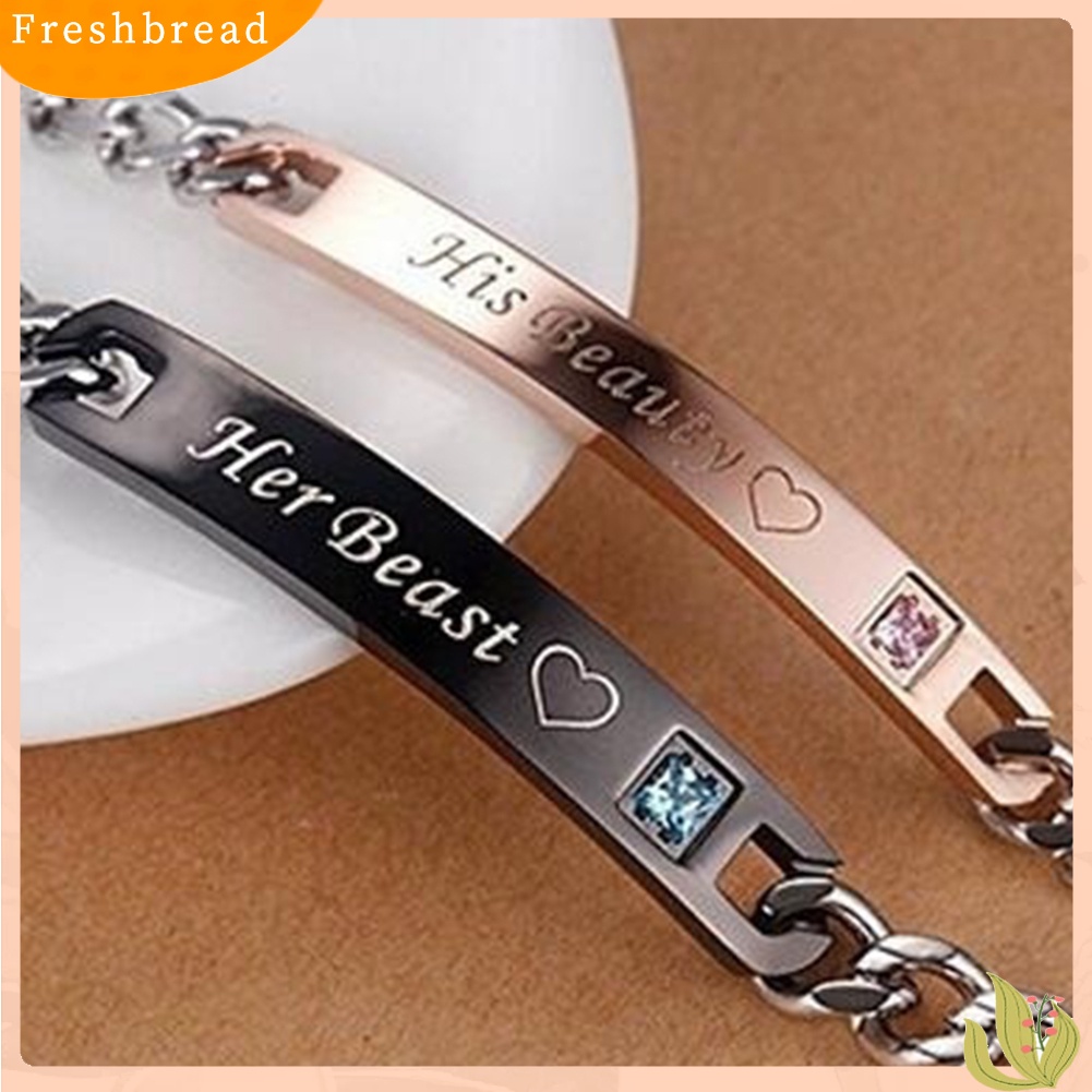 &lt; Freshbread &gt; Romantic Her Beast King His Beauty Queen Pasangan Lovers Titanium Steel Gelang