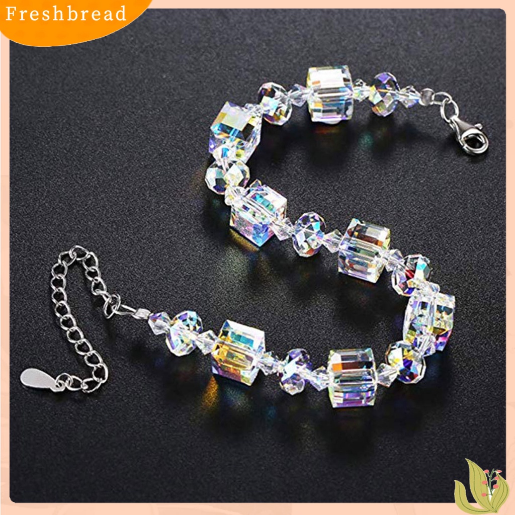 &lt; Freshbread &gt; Adjustable Extension Chain Mom Bracelet Buckle Closure Cubic Clear Gelang Kristal Imitasi Menawan Hadiah