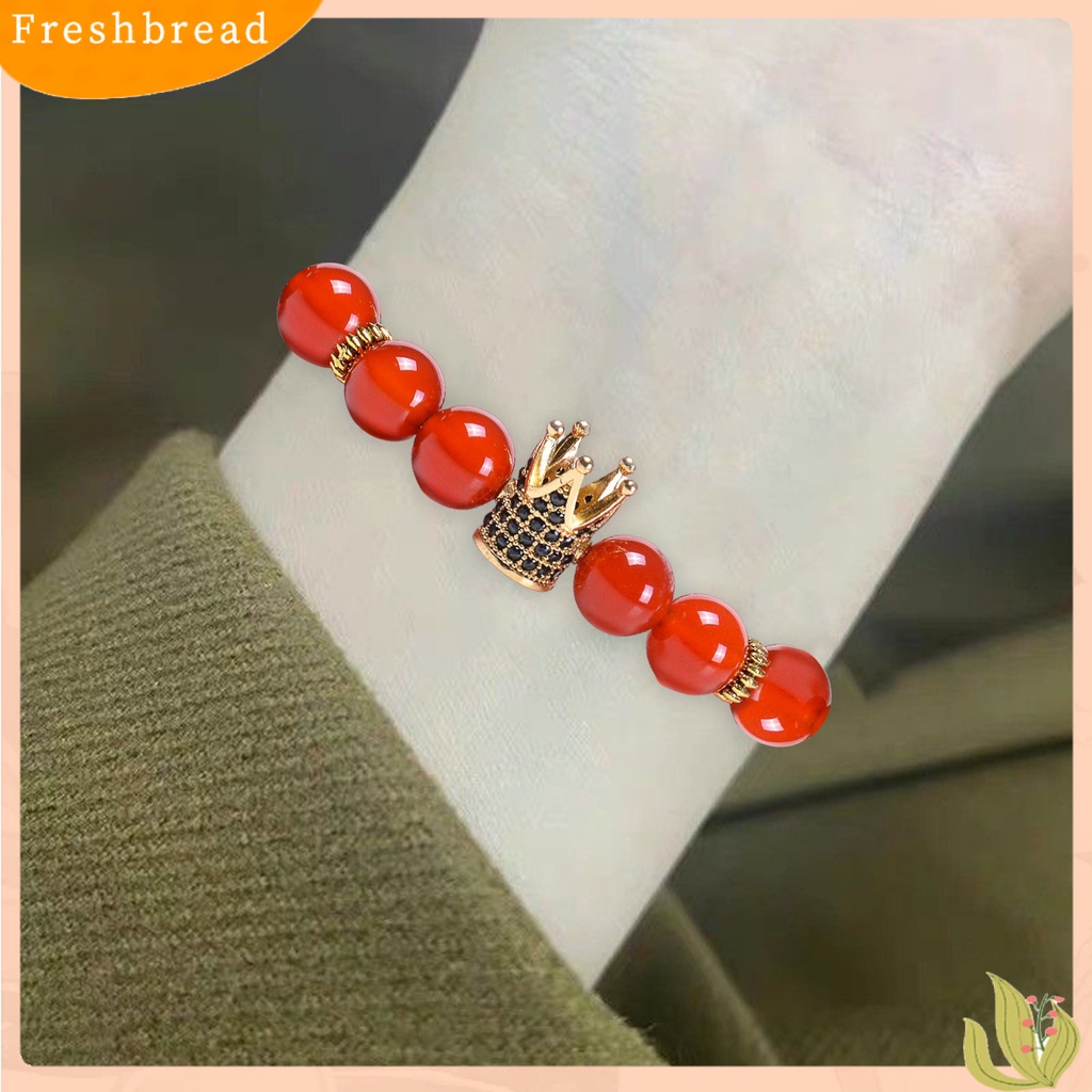 &lt; Freshbread &gt; Pria Gelang Manik-Manik Mahkota Liontin Batu Alam Hexagon Pesona Hias Warna Kontras Unisex Adjustable Wanita Gelang Hadiah