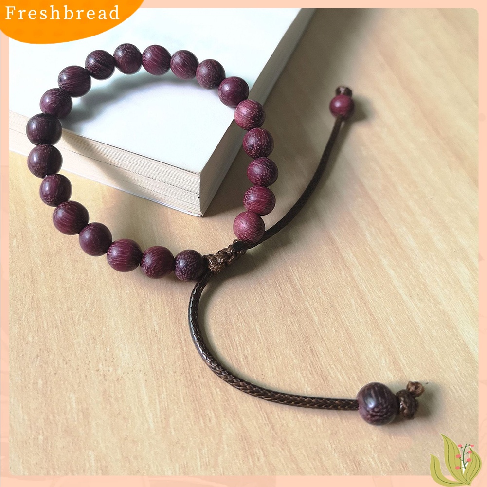 &lt; Freshbread &gt; Handmade Unisex Manik-Manik Kayu Tali Lilin Gelang Hadiah Perhiasan Tangan Rohani