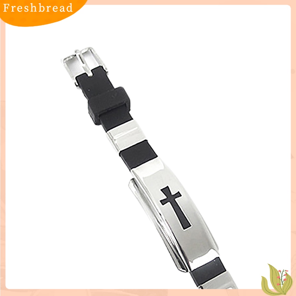 &lt; Freshbread &gt; Gelang Bangle All-match Bahan Stainless Steel Motif Salib Unisex Untuk Pesta