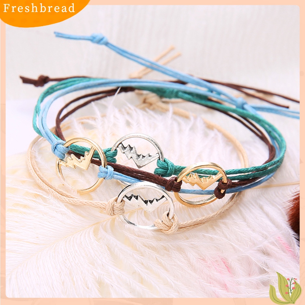 &lt; Freshbread &gt; 4Pcs/Set Boho Wanita Multicolor Multilayer Berongga Gunung Pesona Gelang Perhiasan