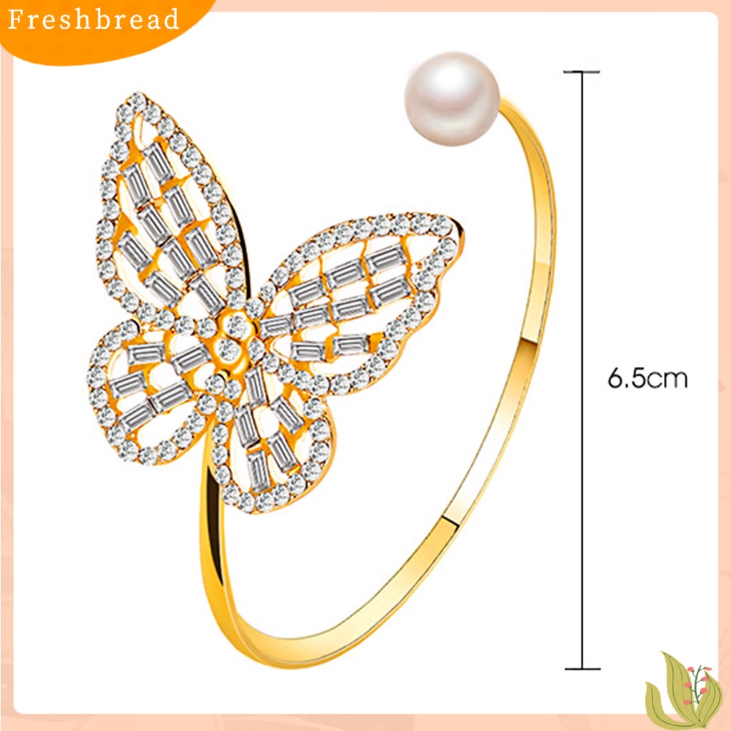 &lt; Freshbread &gt; Gelang Bangle Stylish All-match Flexible Alloy Pembukaan Adjustable Butterfly Untuk Pesta