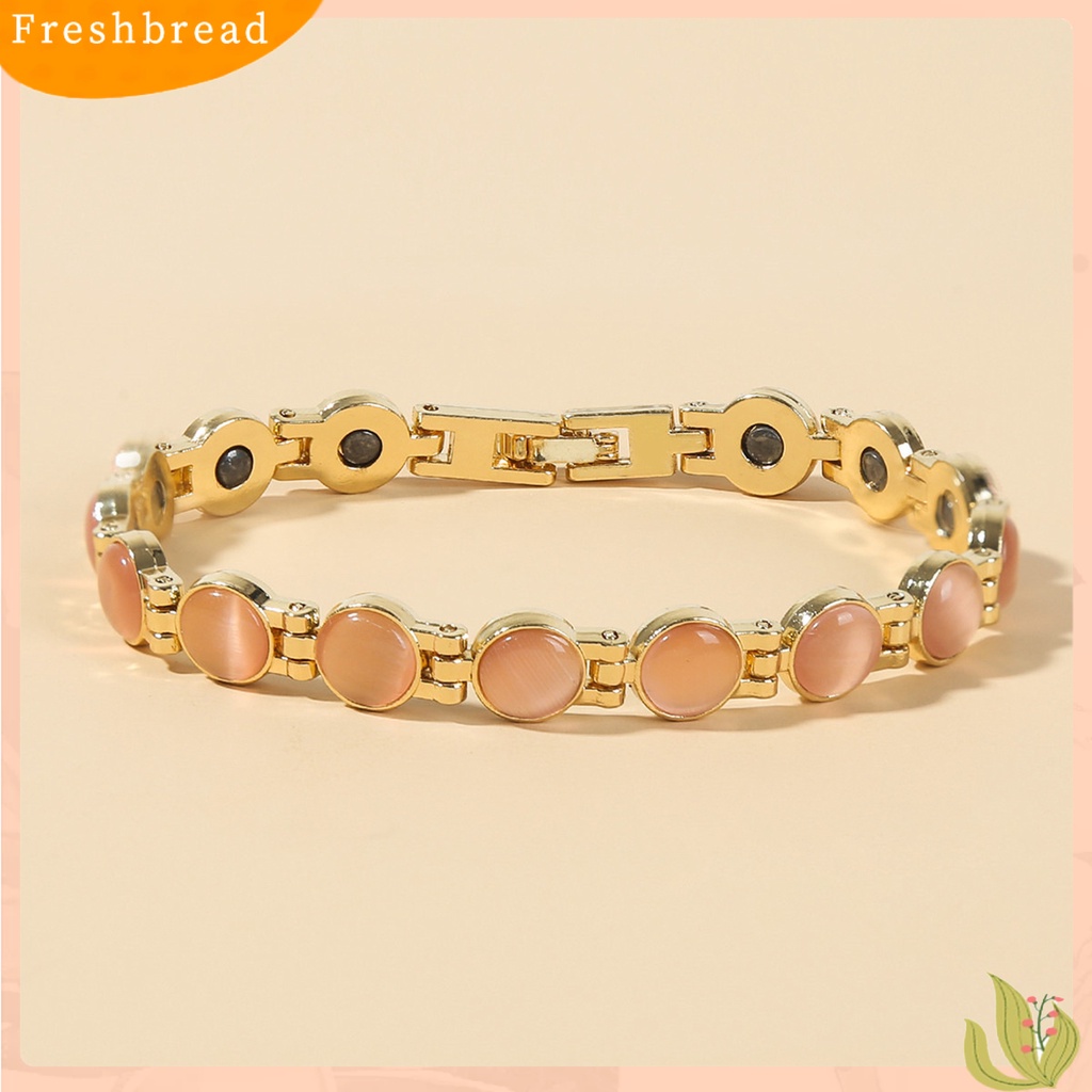 &lt; Freshbread &gt; ic Gelang Terapi Berlapis Emas Menghilangkan Kelelahan Perhiasan Fashion Batu Mata Kucing Mengkilap Bangle Kuat Untuk Kehidupan Sehari-Hari