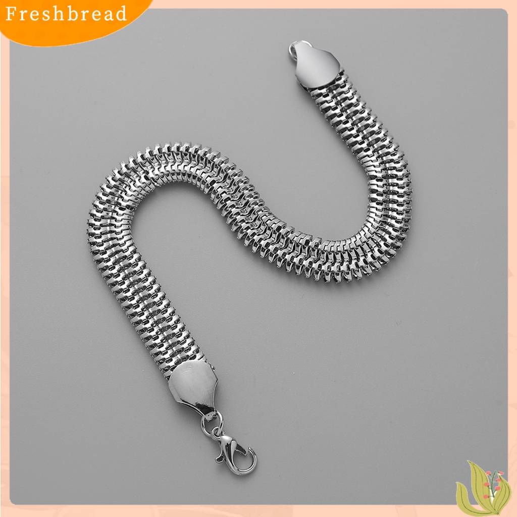 &lt; Freshbread &gt; Gelang Rantai Pria Double Layer Flat Snake Chain Jewelry Hip Hop Geometris Bangle Fashion Jewelry