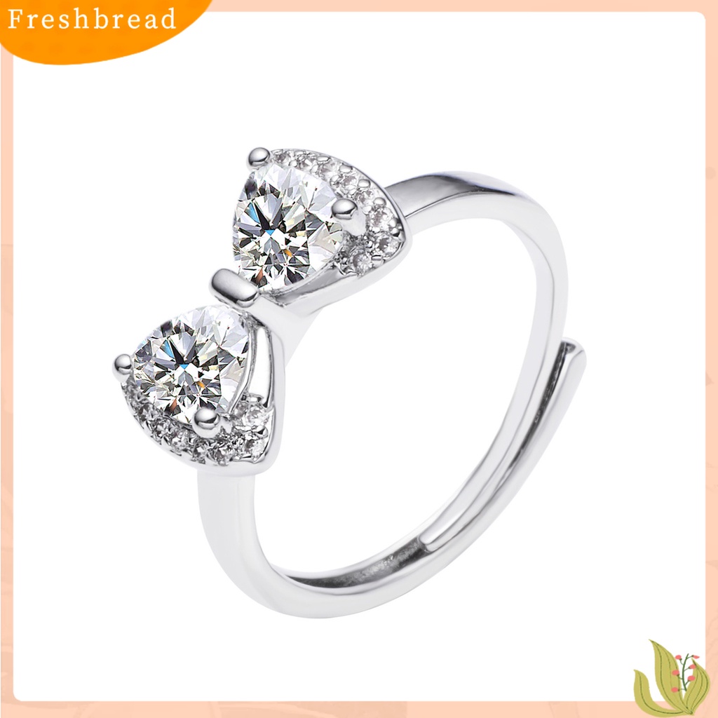 &lt; Freshbread &gt; Wanita Cincin Pembukaan Manis Elegan Adjustable Berlian Imitasi Tertanam Ikatan Simpul Wanita Pertunangan Cincin Fashion Perhiasan