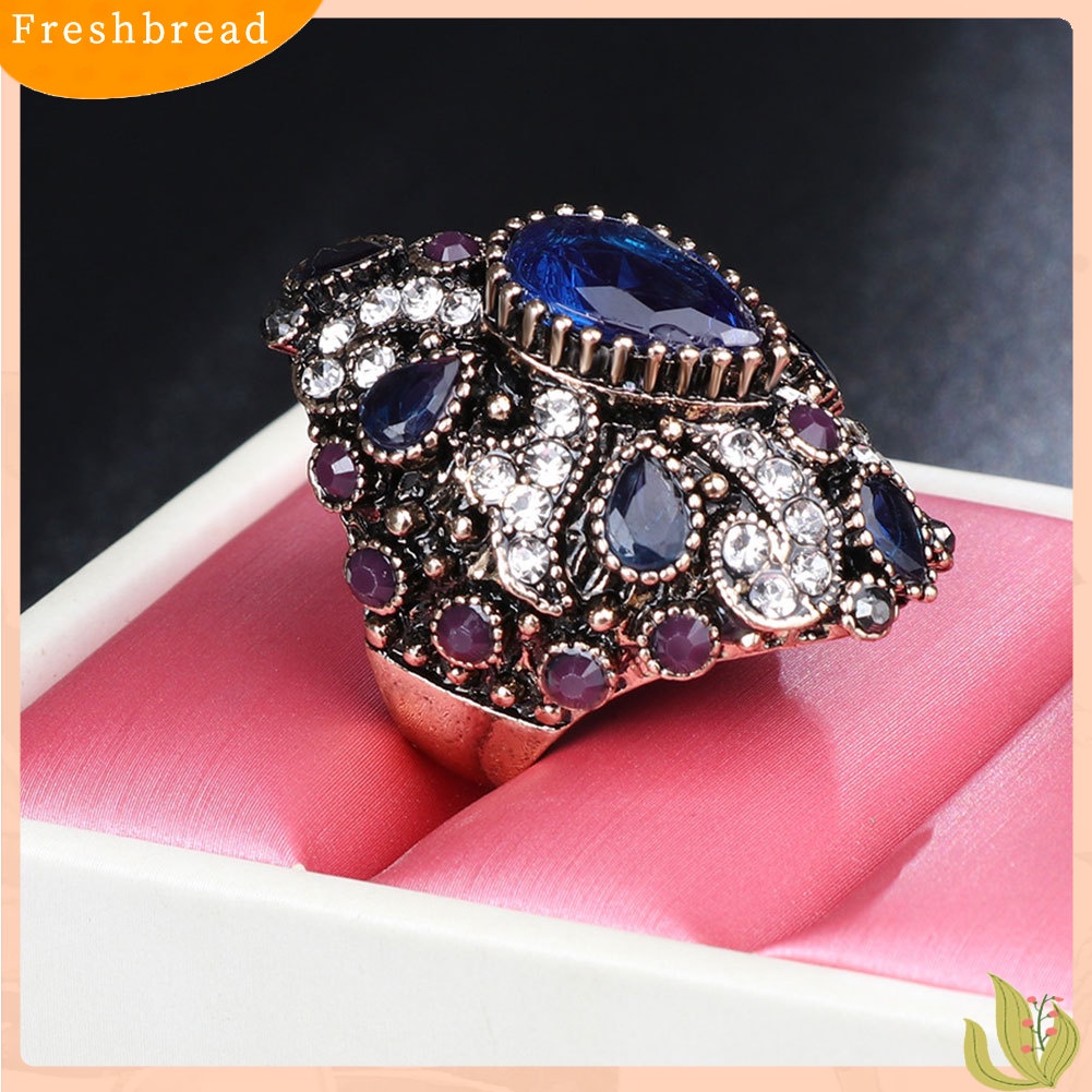 &lt; Freshbread &gt; Fashion Berlian Imitasi Mengkilap Punk Wanita Jari Cincin Pernyataan Perhiasan Hadiah Pesta