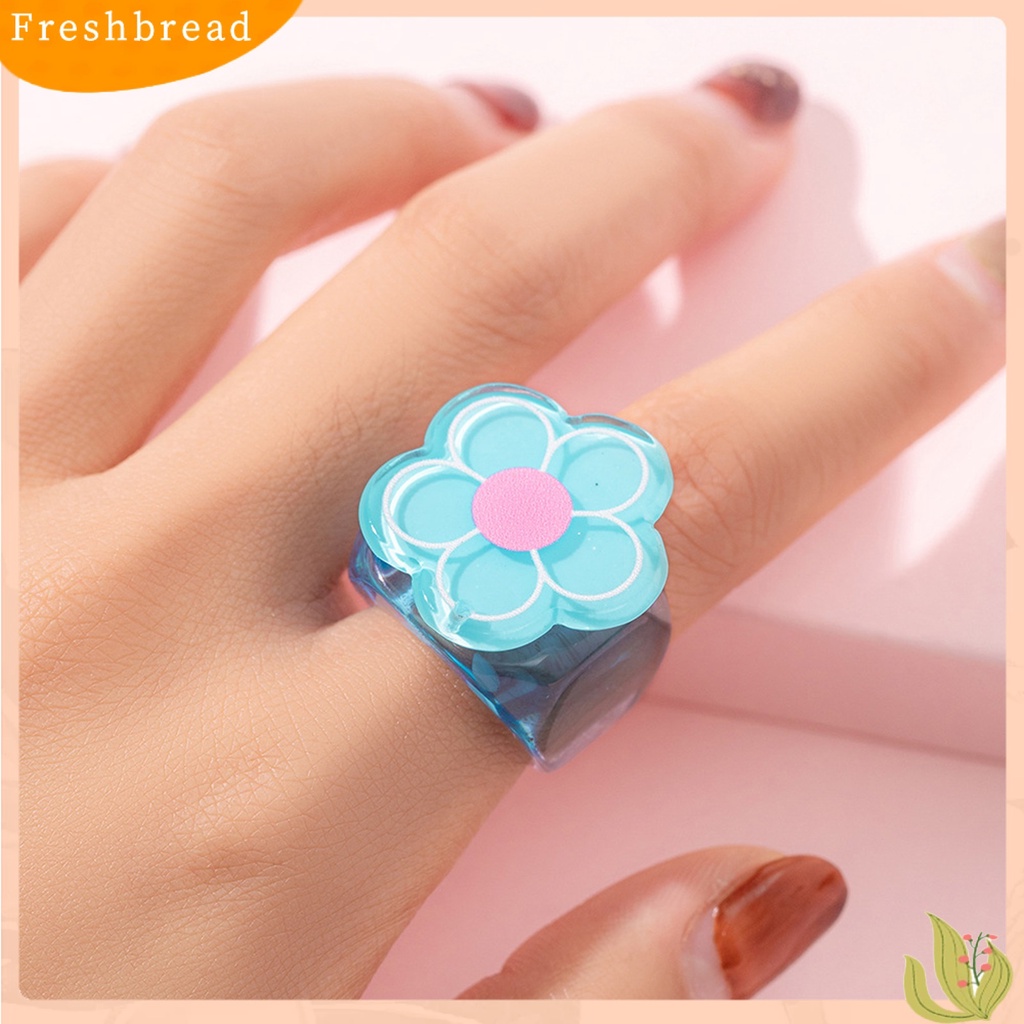 &lt; Freshbread &gt; Cincin Jari Pita Lebar Lucu Trendy Unik Colorful Cincin Resin Multi Gaya Untuk Anak Perempuan