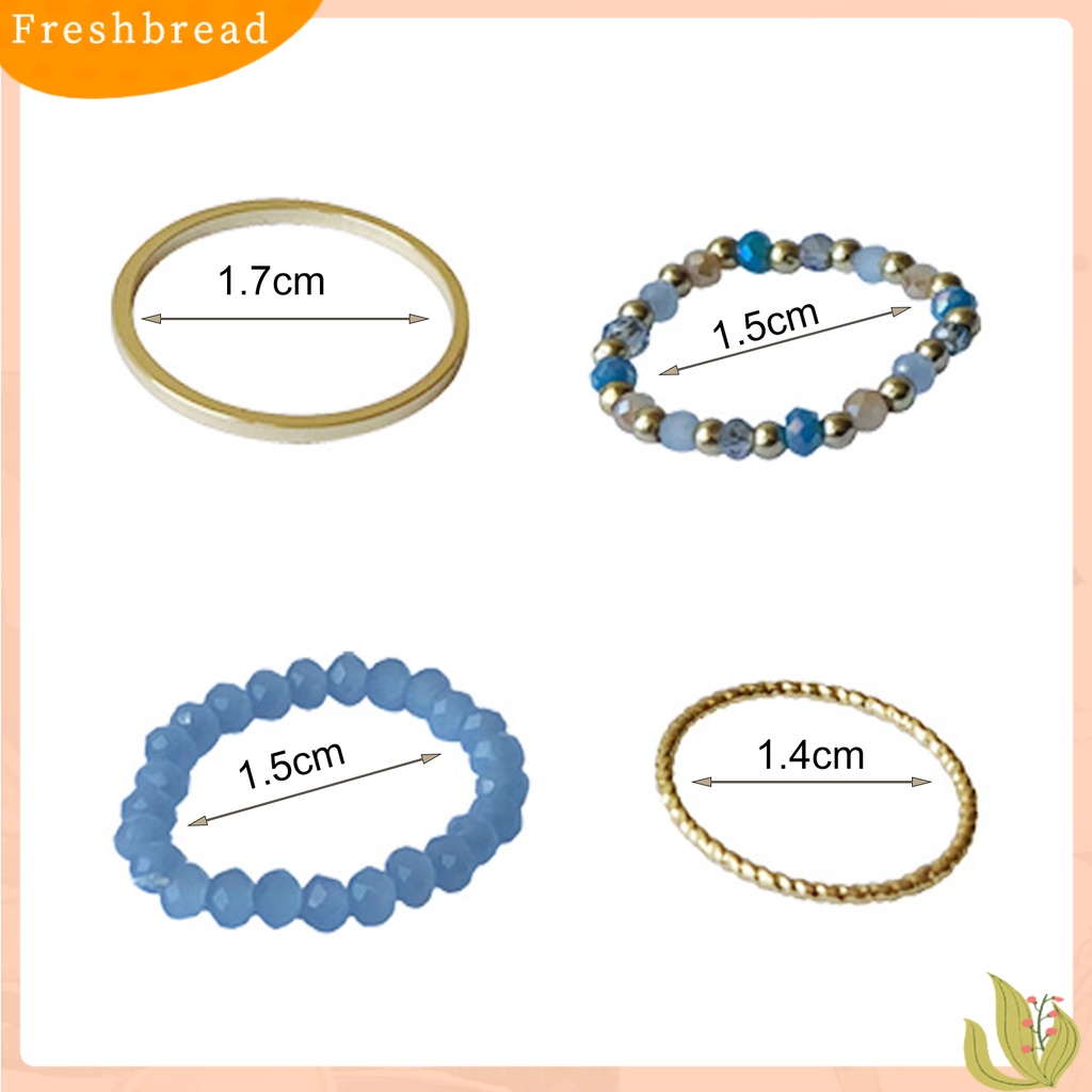 &lt; Freshbread &gt; 4Pcs Cincin Jari Manik-Manik Stackable Blue Ins Style Knuckle Rings Untuk Pesta Pacaran Anniversary