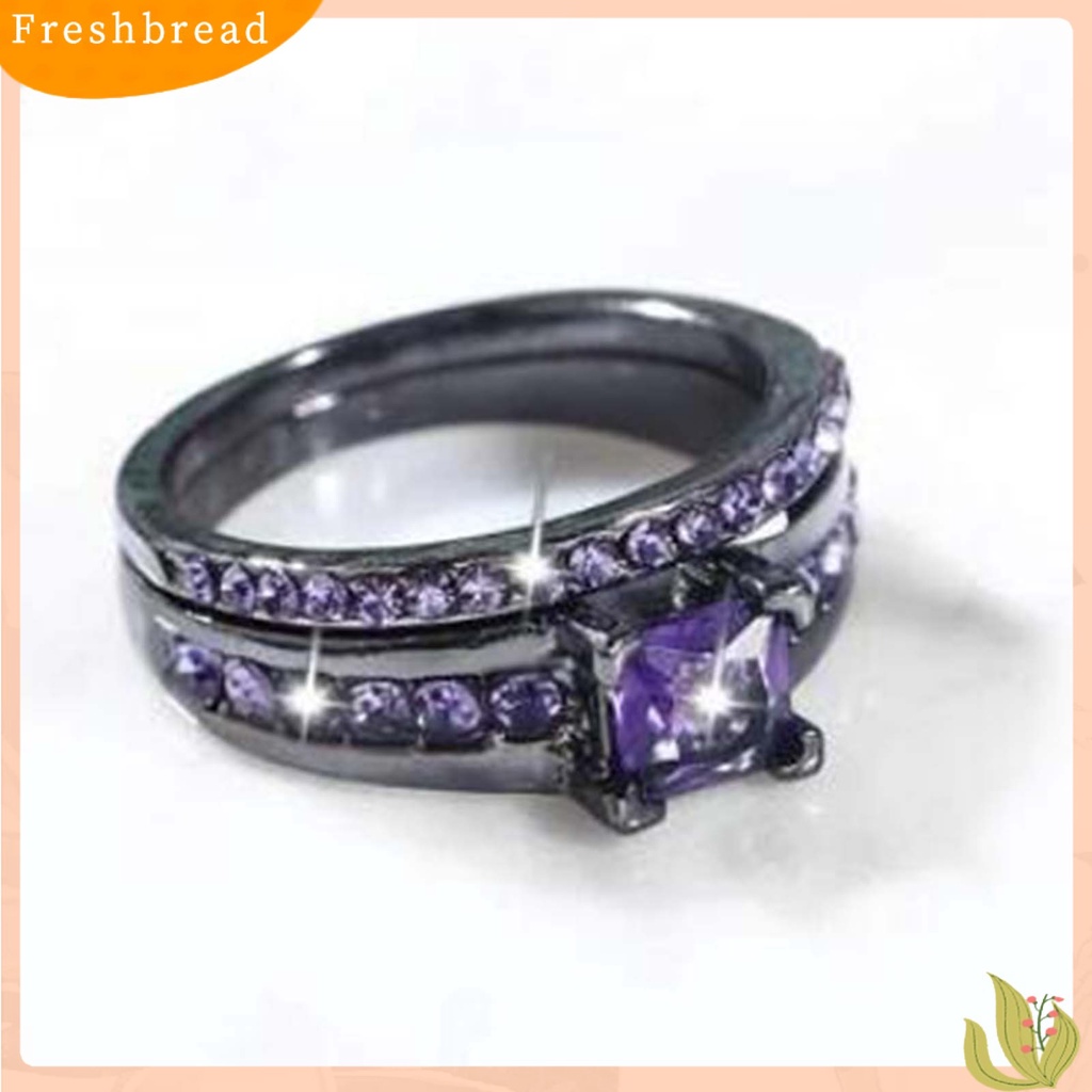 &lt; Freshbread &gt; 3Pcs/Set Cincin Pasangan Lebar Permukaan Halus Alloy Cubic Zirconia Garis Tipis Jari Rings Perhiasan Fashion