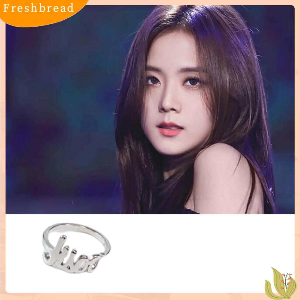 &lt; Freshbread &gt; Cincin Hitam-Pink Huruf Member Desain Idola Peripherals Alloy Cincin Jari Hias Untuk Unisex