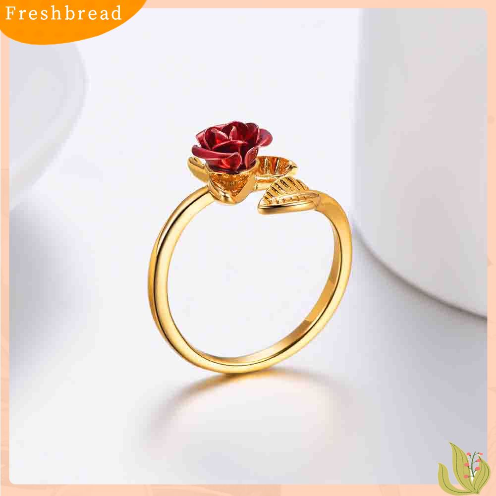 &lt; Freshbread &gt; Wanita Bunga Mawar Terbuka Jari Cincin Adjustable Pernikahan Pertunangan Perhiasan Hadiah