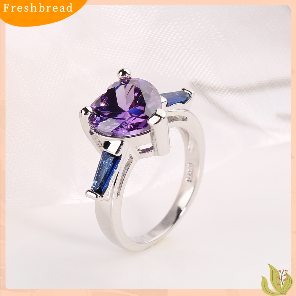 &lt; Freshbread &gt; Fashion Cinta Hati Buatan Batu Permata Wanita Pertunangan Pernikahan Band Perhiasan