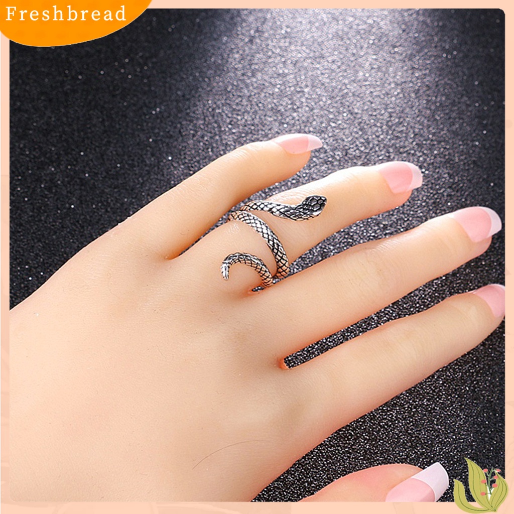 &lt; Freshbread &gt; Cincin Jari Bentuk Ular Perhiasan Hadiah Alloy Punk Cobra Bentuk Ular Ring Untuk Pesta