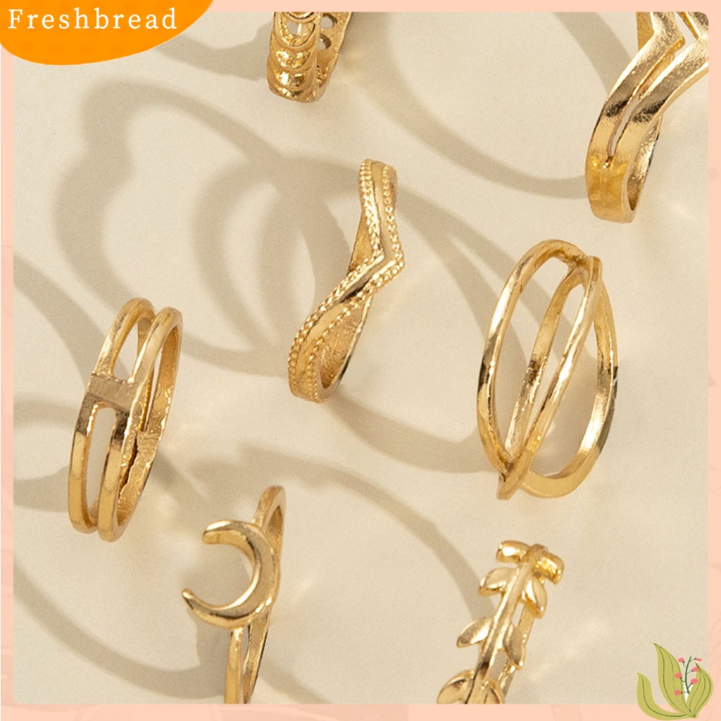 &lt; Freshbread &gt; 7pcs/Set Lady Finger Ring Indah Vintage Warna Solid Individu Perempuan Cincin Set Untuk Hadiah