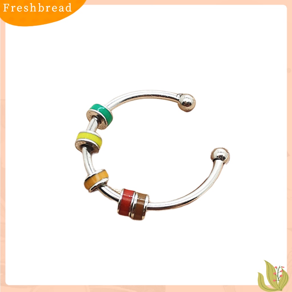 &lt; Freshbread &gt; Cincin Unisex Manik-Manik Berputar Pereda Kecemasan Stainless Steel Pembukaan Resizable Finger Ring Untuk Kantor