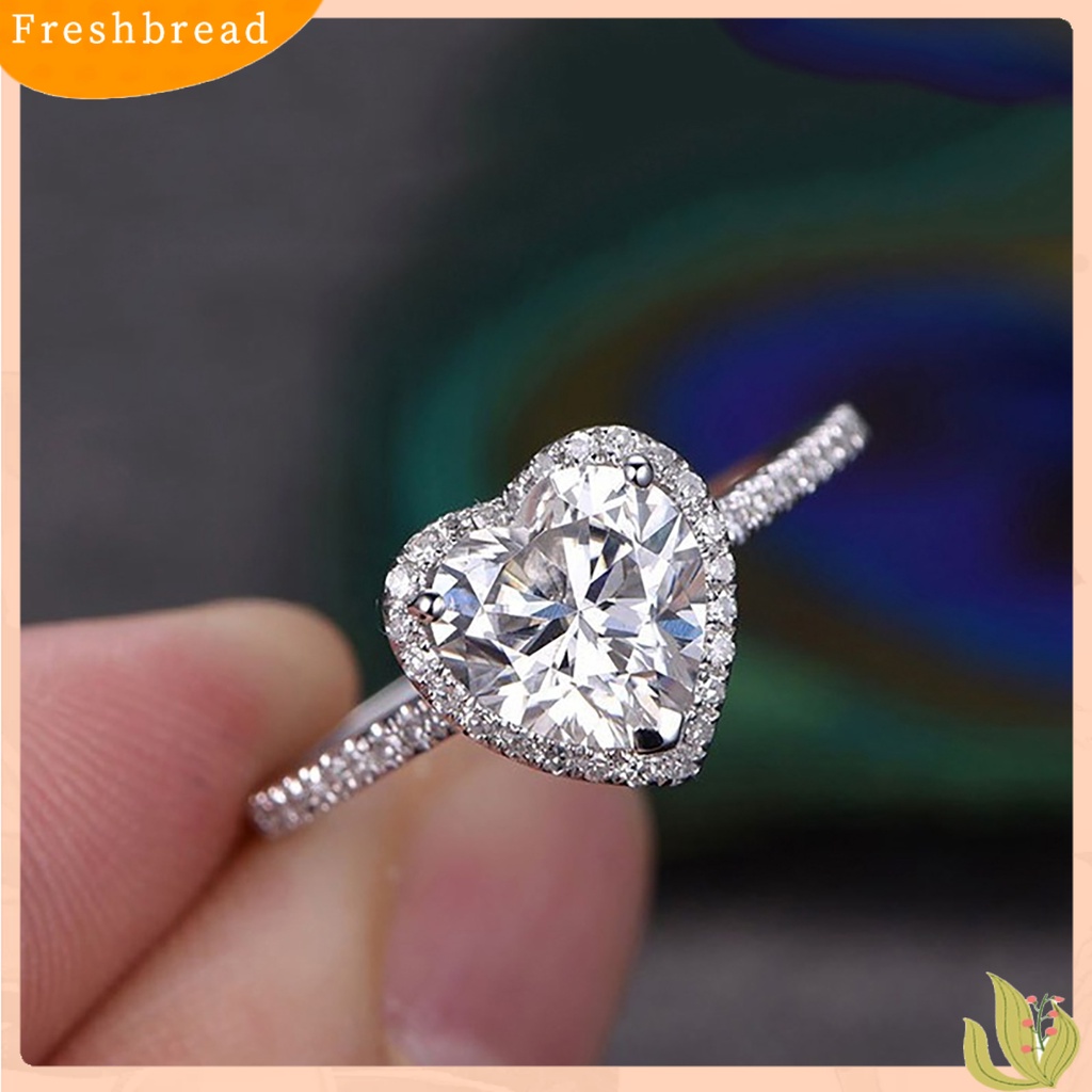 &lt; Freshbread &gt; Cincin Kawin Bentuk Hati Berlian Imitasi Mengkilap Kreatif Lady Circlet Untuk Hadiah