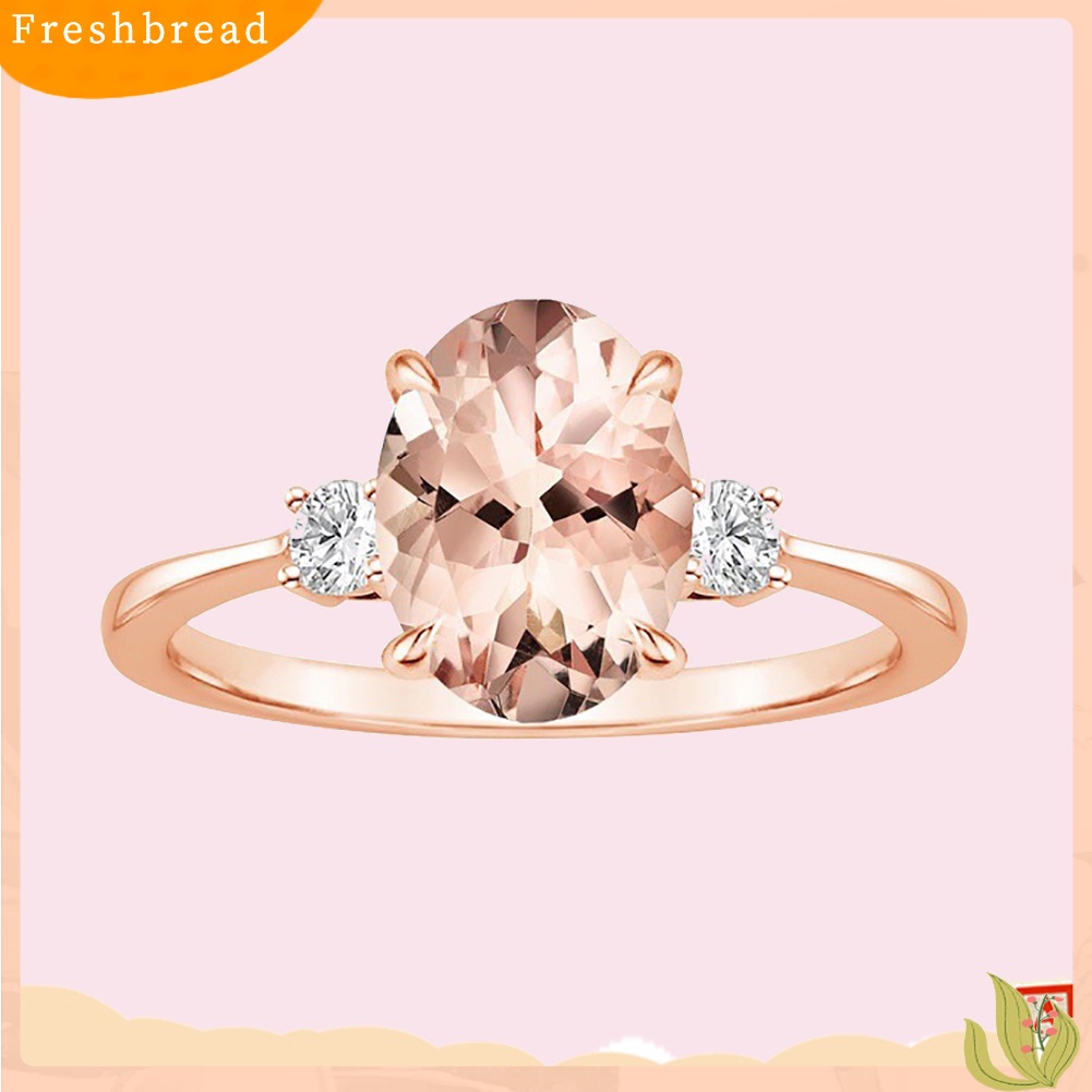 &lt; Freshbread &gt; Telur Faux Morganite Berlian Imitasi Bertatahkan Jari Cincin Wanita Fashion Pernikahan Perhiasan