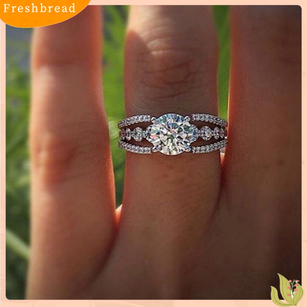 &lt; Freshbread &gt; Wanita Cincin Berongga Keluar Mengkilap Geometris Berkilau Electroplating Cut Bulat Cubic Zirconia Pernikahan Pertunangan Cincin Perhiasan Hadiah Untuk Pacar
