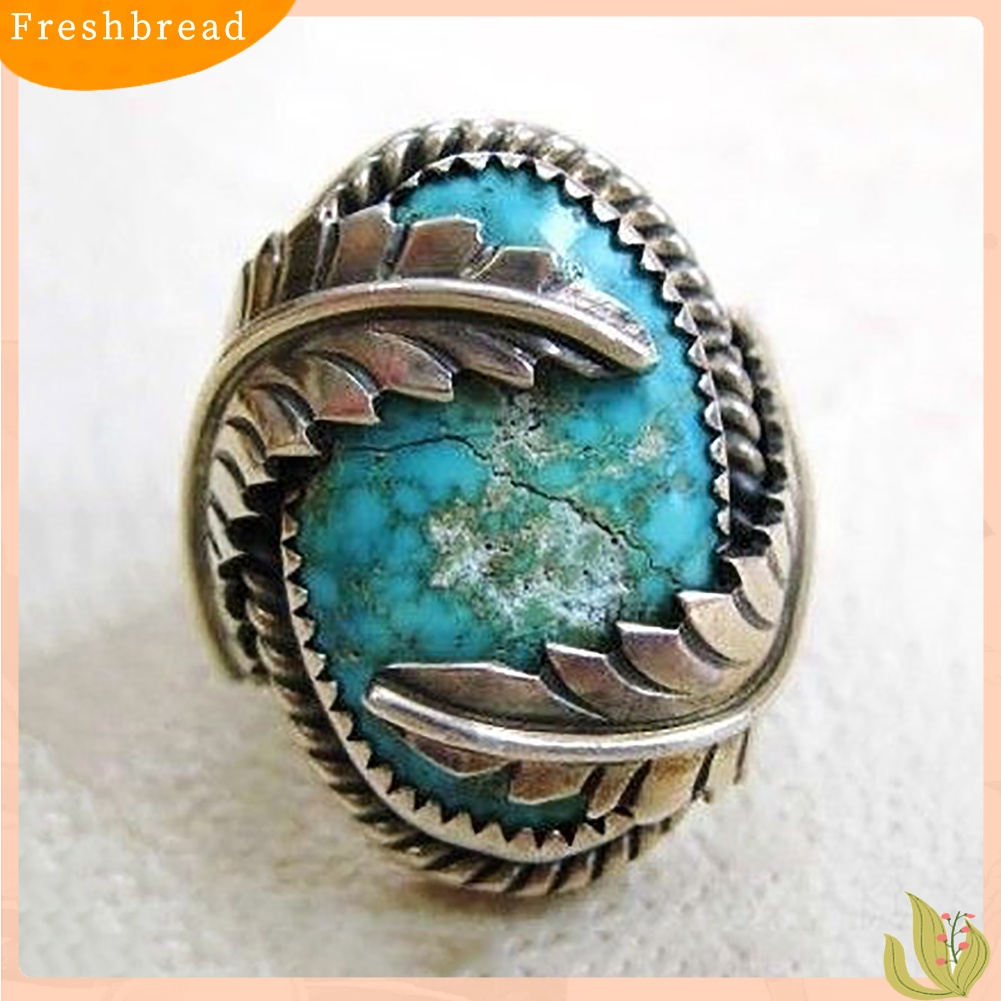 &lt; Freshbread &gt; Daun Vintage Penutup Cincin Pirus Buatan Perhiasan Pertunangan Pesta Pernikahan