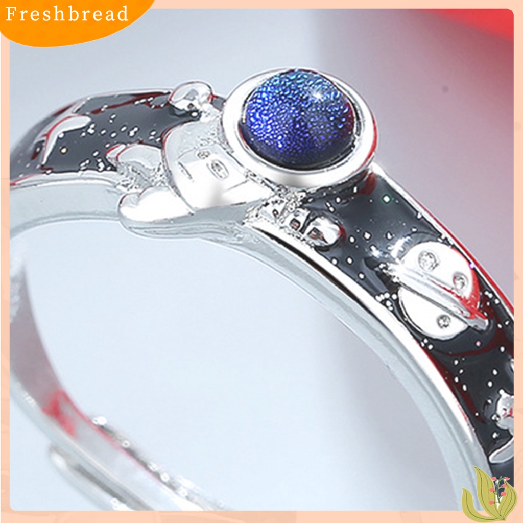 &lt; Freshbread &gt; Cincin Couple Adjustable All-match Hadiah Valentine Ujung Terbuka Fashion Astronot Kekasih Cincin Perhiasan Aksesori