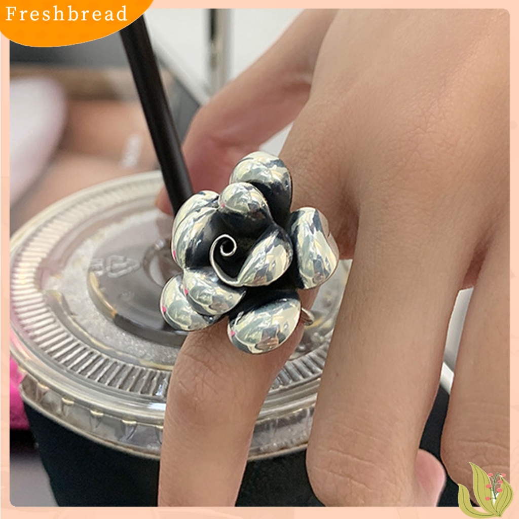 &lt; Freshbread &gt; Opening Decorative Stylish Engagement Ring Berlebihan Bunga Dekorasi Wanita Cocktail Ring Perhiasan Alat Mandi