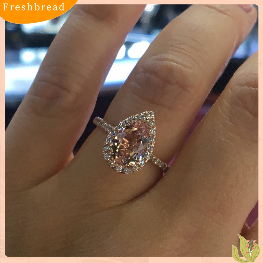 &lt; Freshbread &gt; Wanita Circlet Berlian Imitasi Hias Bentuk Tetesan Air Cincin Jari Portabel Indah Untuk Ulang Tahun