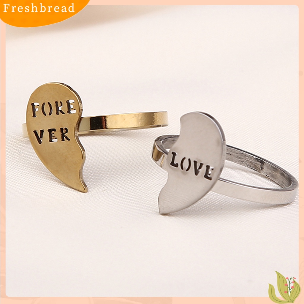 &lt; Freshbread &gt; 2Pcs/Set Cincin Fashion Indah Alloy Stackable Heart Decor Couple Ring Untuk Kehidupan Sehari-Hari