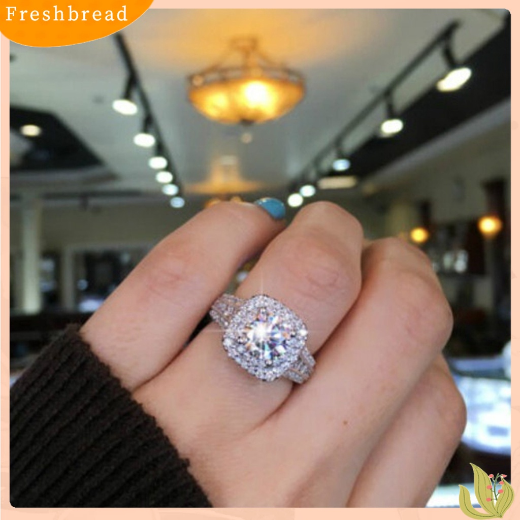 &lt; Freshbread &gt; Cincin Wanita Berlian Imitasi Hias Tidak Luntur Ringan Double Layers Wedding Circlet Untuk Ulang Tahun