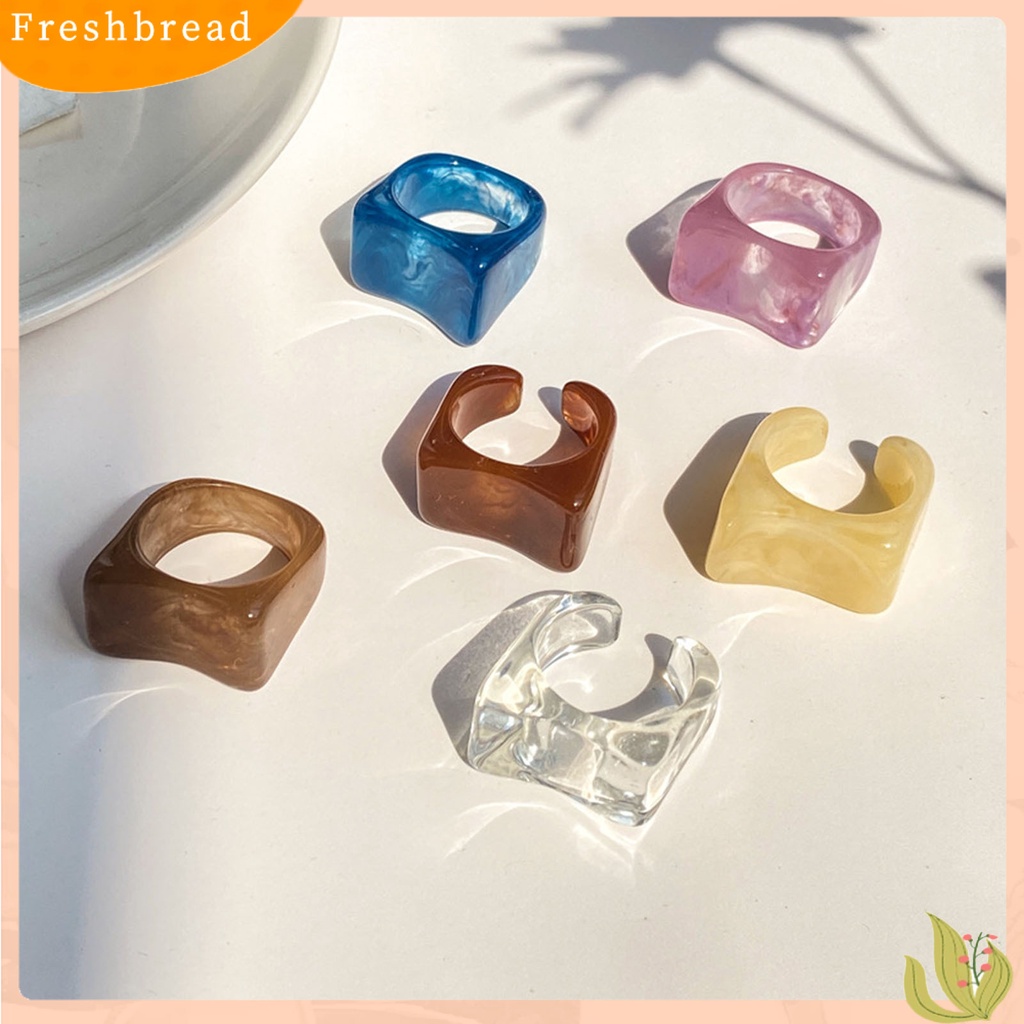 &lt; Freshbread &gt; Cincin Vintage Transparan Geometris Unisex Semua Cocok Cincin Simple Untuk Pacaran