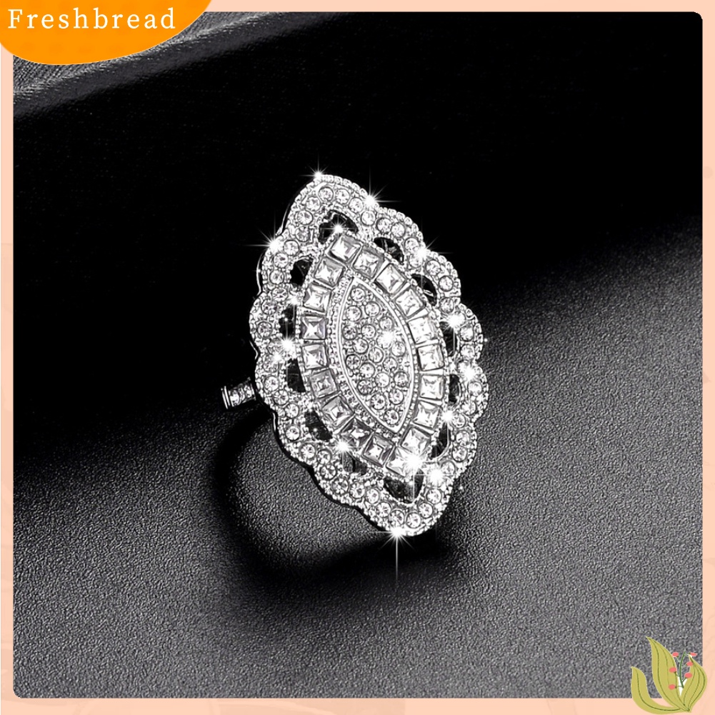 &lt; Freshbread &gt; Elegan Marquise Bentuk Berlian Imitasi Bertatahkan Pesta Pernikahan Wanita Pesona Perhiasan Cincin