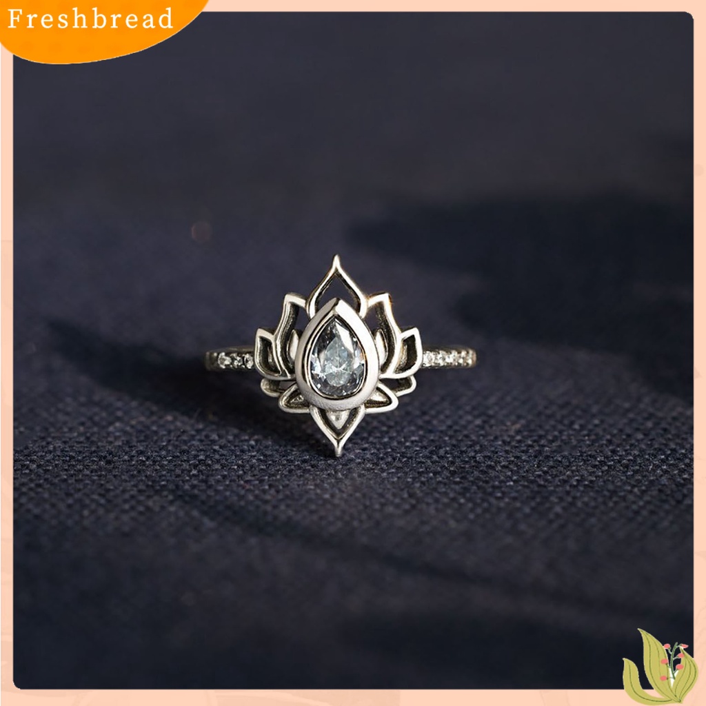 &lt; Freshbread &gt; Cincin Wanita Berlian Imitasi Mengkilap Bentuk Tetesan Air Vintage Knuckle Ring Untuk Pesta