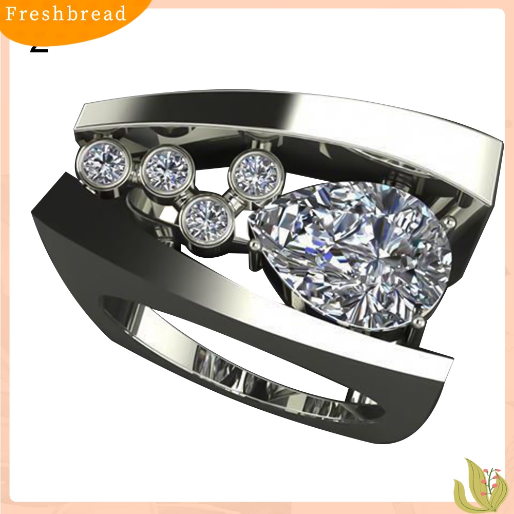 < Freshbread > Wanita Retro Berlian Imitasi Hias Bentuk Geometris Jari Cincin Hadiah Perhiasan Pernikahan
